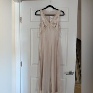 Elodie Cream Lace Trim Satin Slip Dress